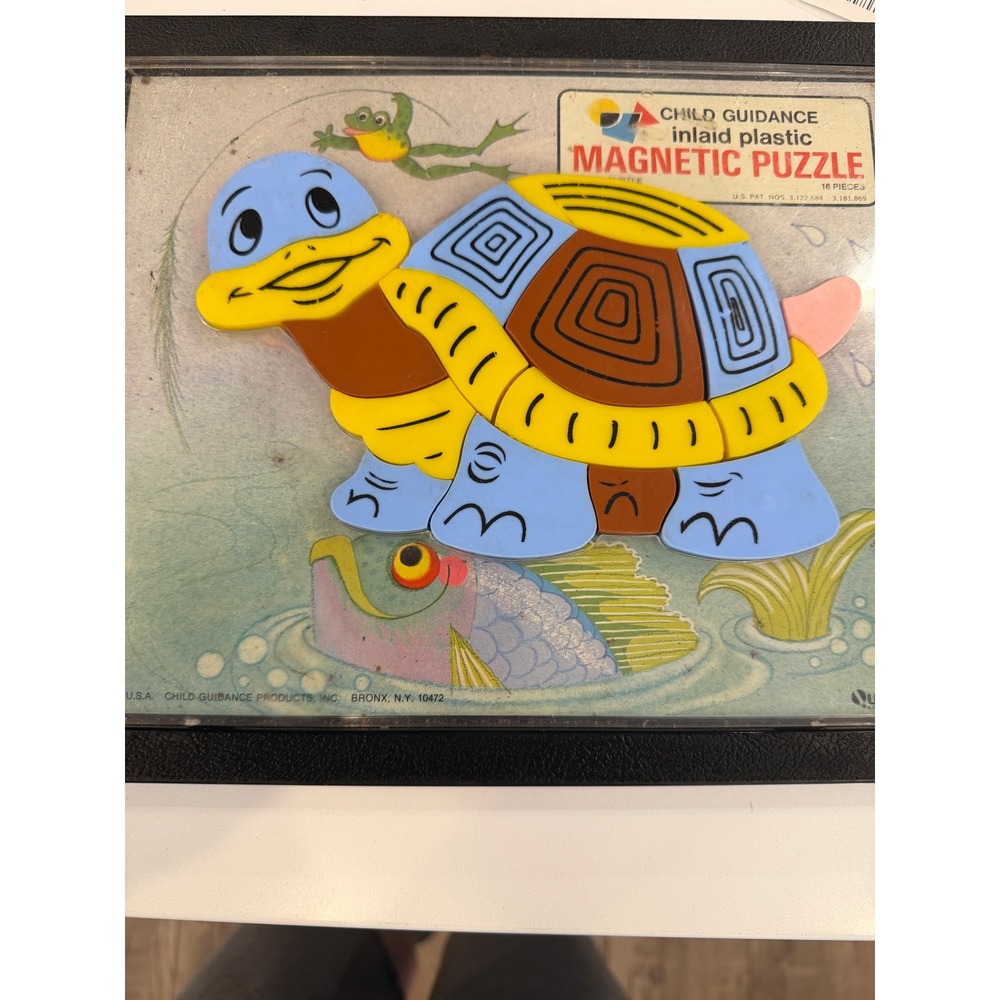 Vintage Child Guidance Magnetic Puzzle Turtle No 907 Questor 16 Piece USA Made